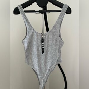 Nicce Light Gray Bodysuit With Zipper NWT